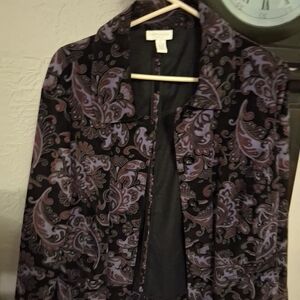 Charter Club Black and Purple Paisley Blazer